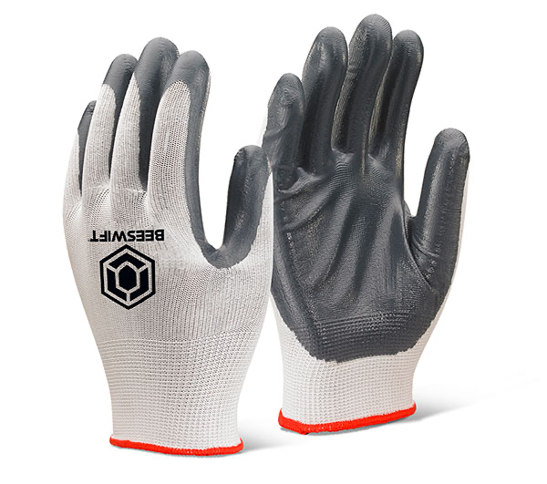 EC7NGY Nitrile P/c Polyester Grey pack of 10