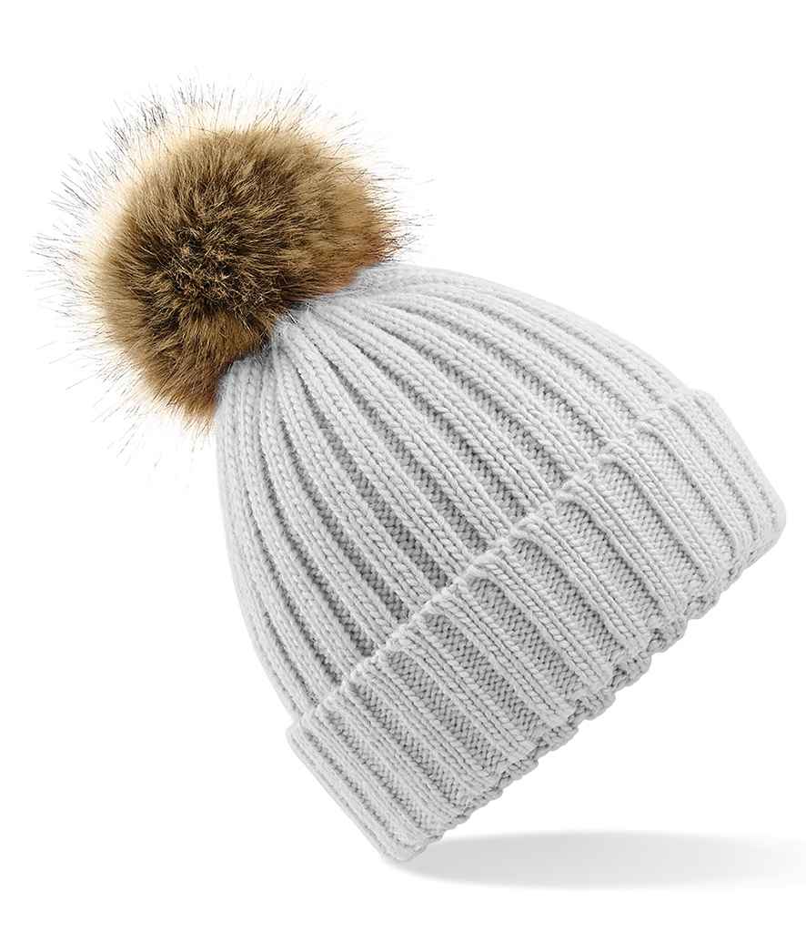 BB412 Beechfield Faux Fur Pop Pom Chunky Beanie
