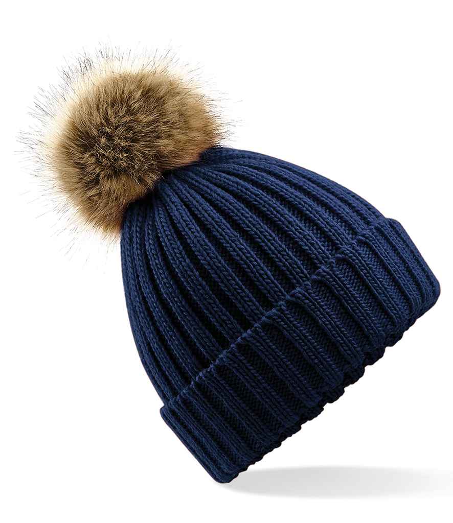 BB412 Beechfield Faux Fur Pop Pom Chunky Beanie