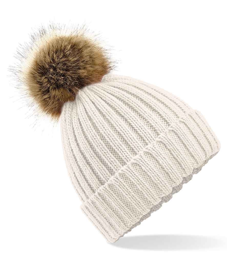 BB412 Beechfield Faux Fur Pop Pom Chunky Beanie