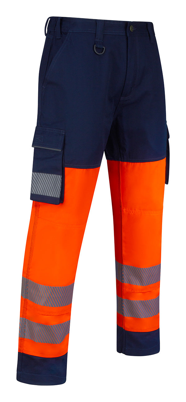 HVTR01ORN GUARDIAN HIVIS SAFETY COMBAT TROUSER ORANGE/NAVY