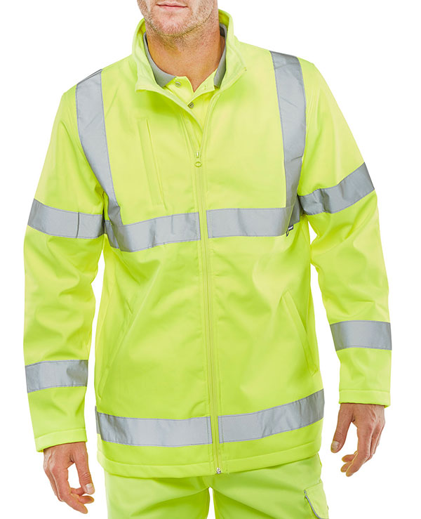 SS20471SY Soft Shell Lightweight Hi Viz Jacket Saturn Yellow
