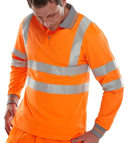 BPKSLSEN High Visibility Long Sleeved Polo Shirt