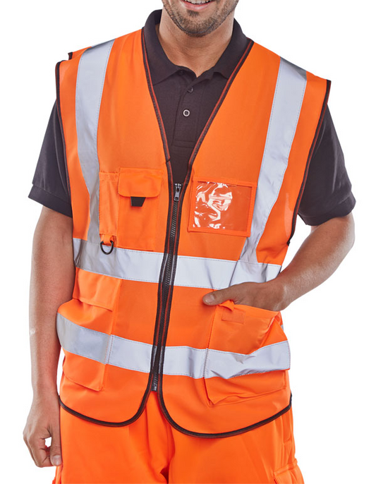 WCENGEXECOR Executive Hi Viz Waistcoat Orange