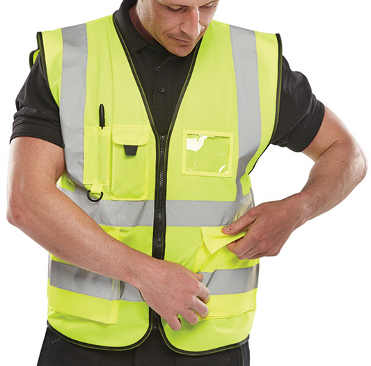 WCENGEXEC Executive Hi Viz Waistcoat Saturn Yellow