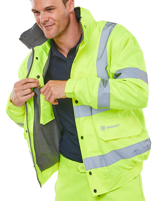 CBJFLSY High Visibility Fleece Lined Bomber Jacket Saturn Yellow