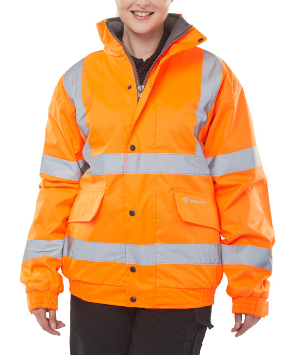 CBJFLOR High Visibility Fleece Lined Bomber Jacket Orange