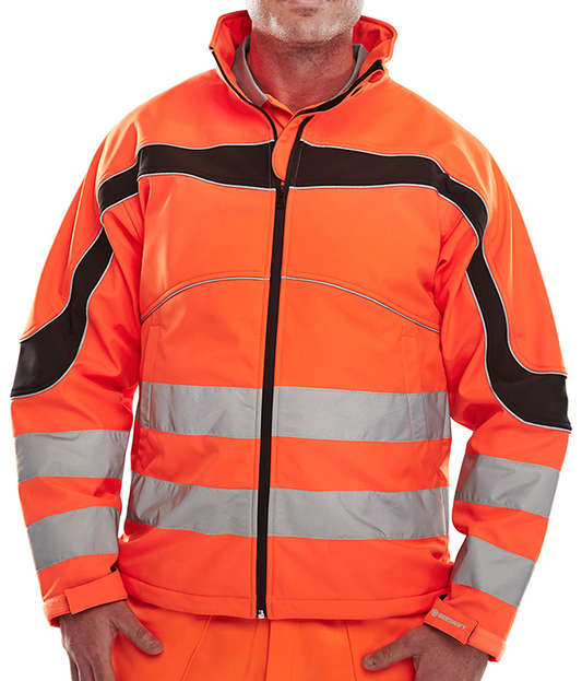 ET41OR Eton Hi-viz Soft Shell Jacket Orange / Black