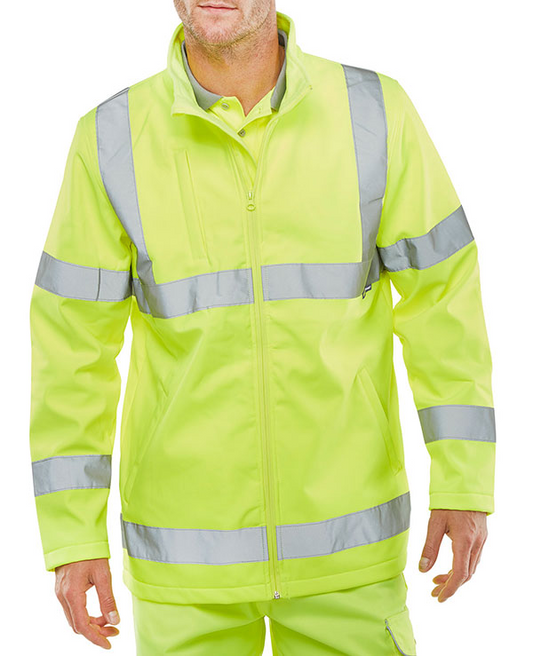 SS20471SY Soft Shell Lightweight Hi Viz Jacket Saturn Yellow