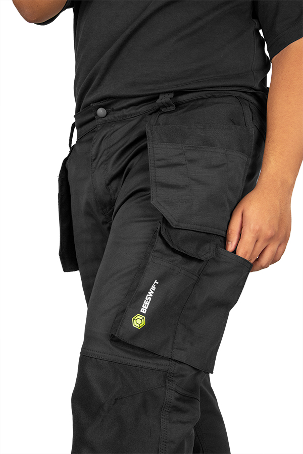 SFTBURBL Burgos Black Stretch Workwear Trousers