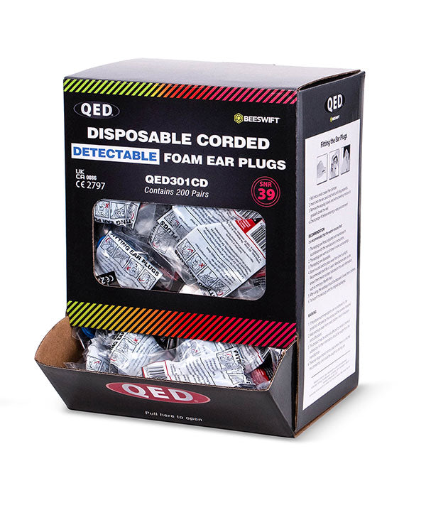 QED301CD Corded Detectable Ear Plugs Box of 200